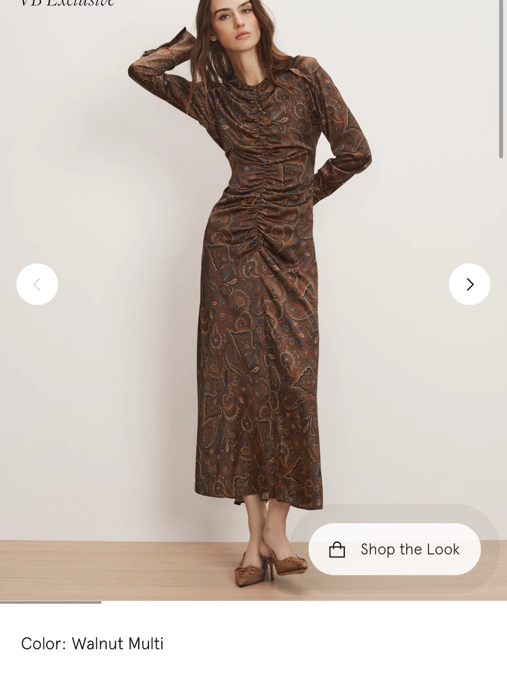 Irma Stretch-Silk Midi Dres | Walnut Multi Paisley Ruched Midi Dress | NWT
